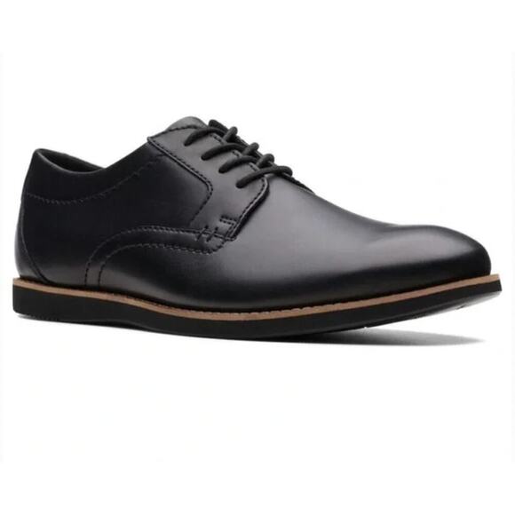 Clarks Men\'s Raharto Plain Oxford Shoes Black Leather NWOT 11.5 main image 4